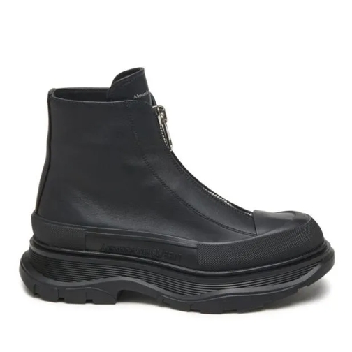 Alexander McQueen Black Tread Slick Zip-Up Boots Black Stivale