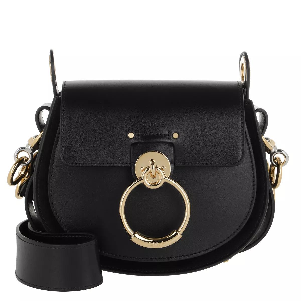 Chloe Tess Shoulder Bag Leather Black Saddle Bag