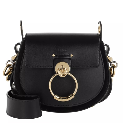 Chloé Tess Shoulder Bag Leather Black Saddle Bag