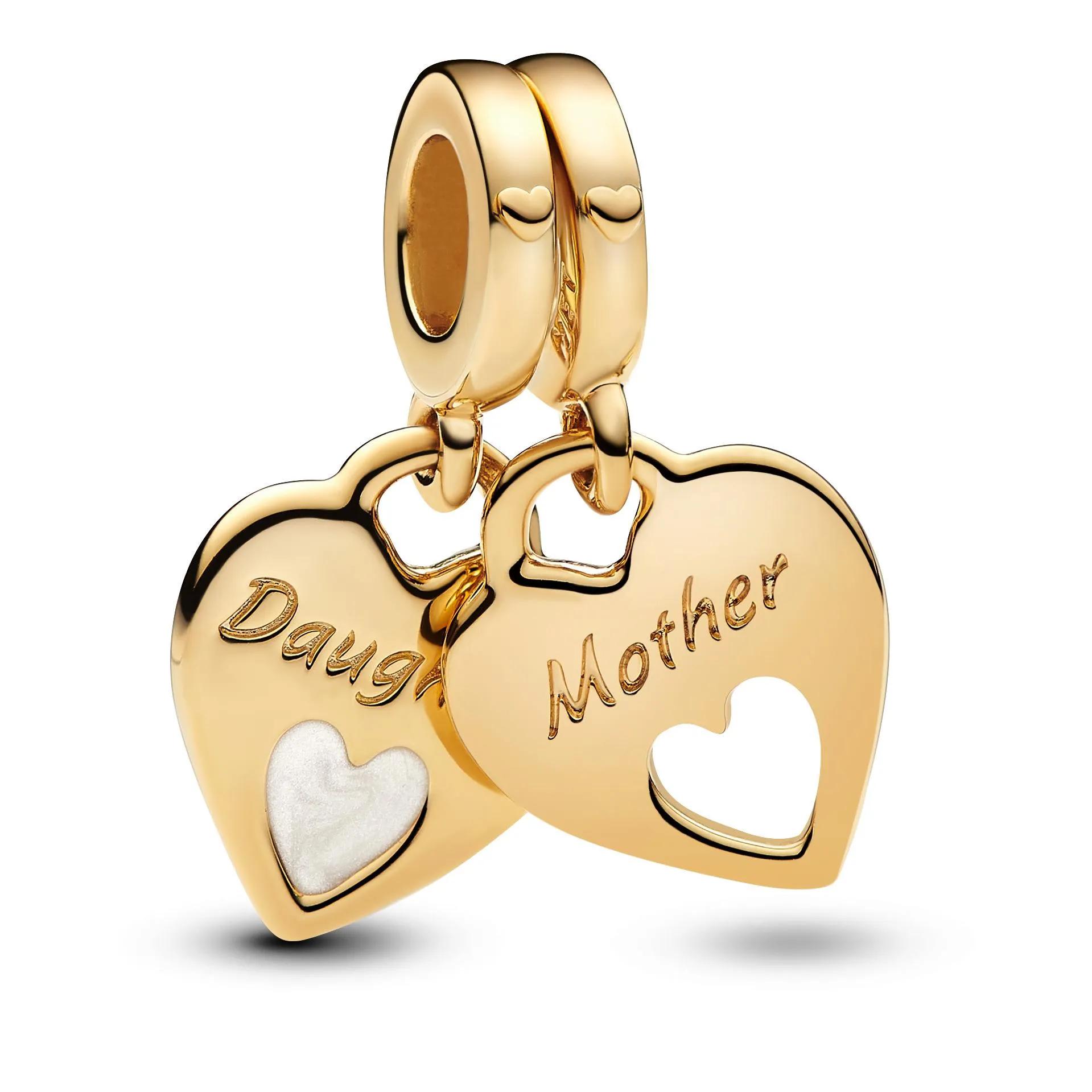 Pandora Women's White Pendants & Charms - Double Heart Split Dangle Charm - Pendants & Charms For Unisize