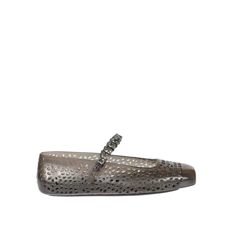 Jimmy Choo Balletschoenen Black Flats With Decorative Strap Grey