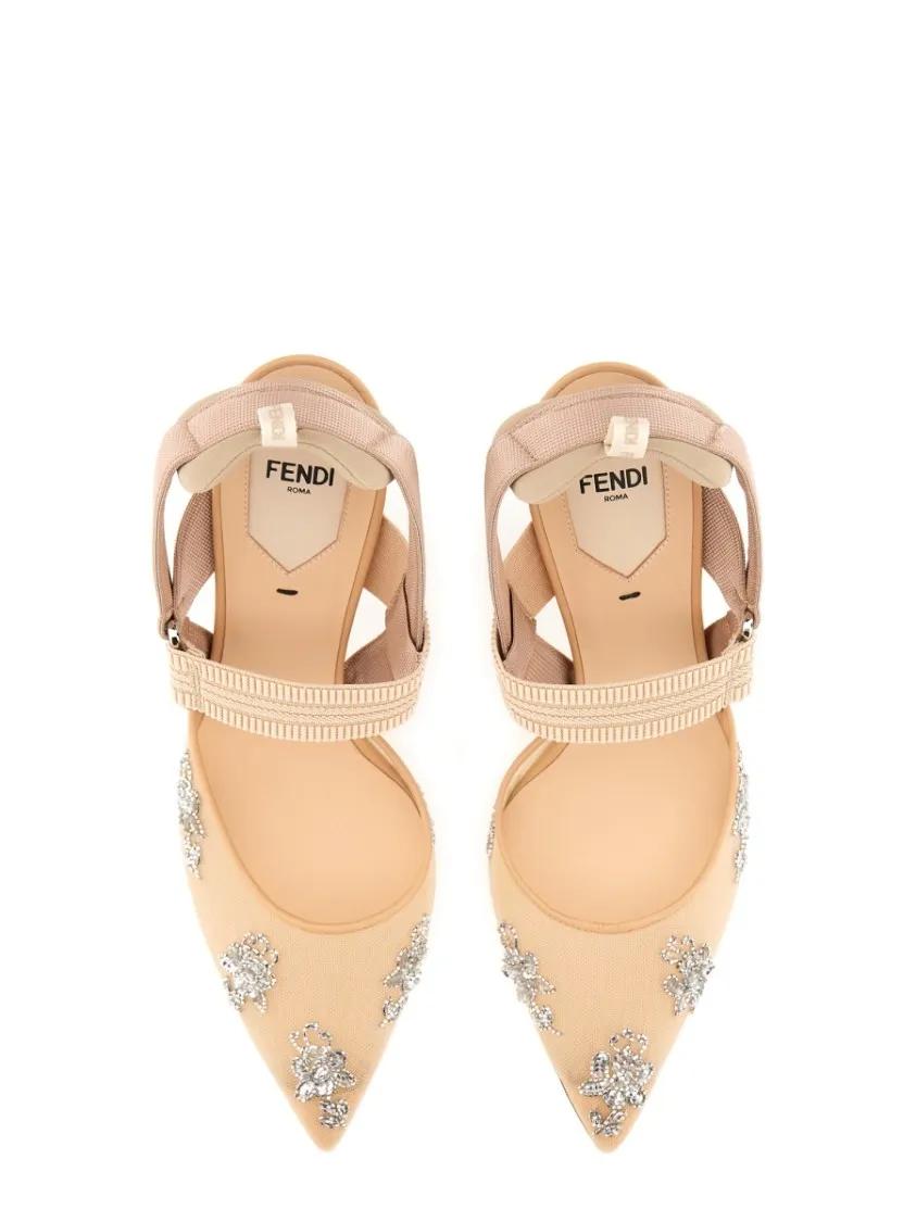 Thumbnail - Fendi Hohe Schuhe - "Hummingbird Lite" Slingback - Gr. 38,5 (EU) - in Beige - für Damen