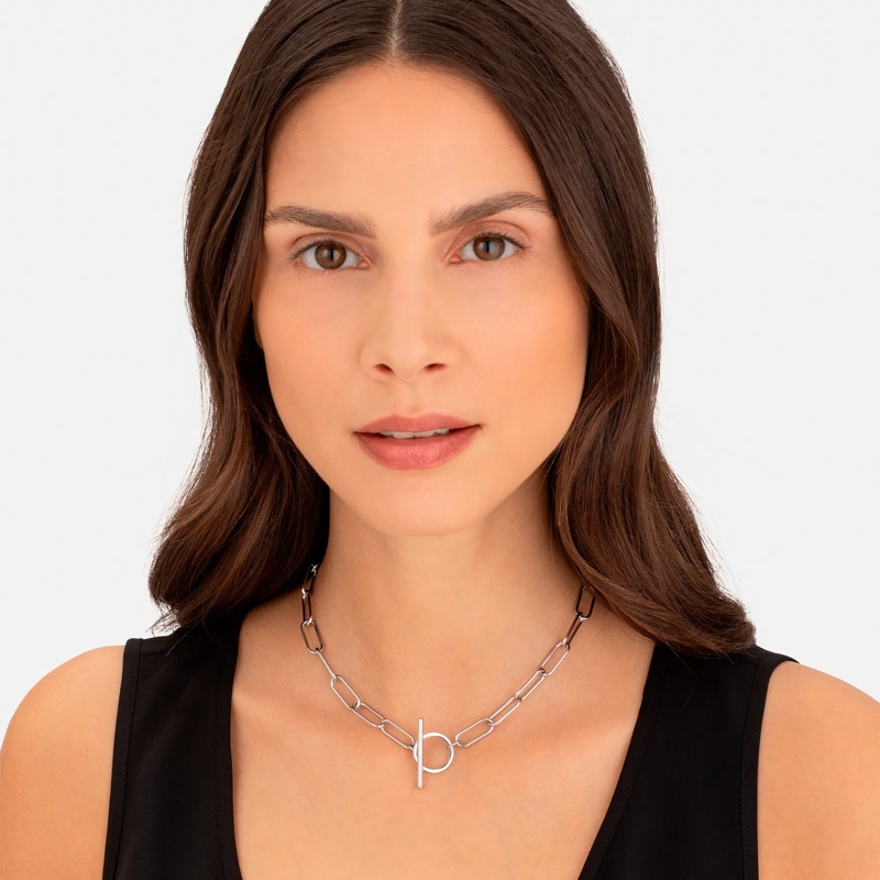 Liebeskind Berlin Mittellange Halskette Edelstahl The Short T-bar silber(Image 2)