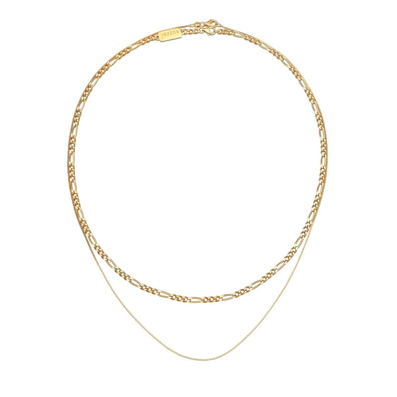 Kuzzoi Mittellange Halskette Halskette Herren Ketten Set Figaro Venezia 925 Sil gold(Image 4)