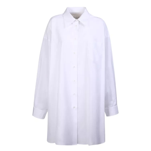 Maison Margiela Oversize Fit Shirt With Asymmetric Hemline White Skjortor