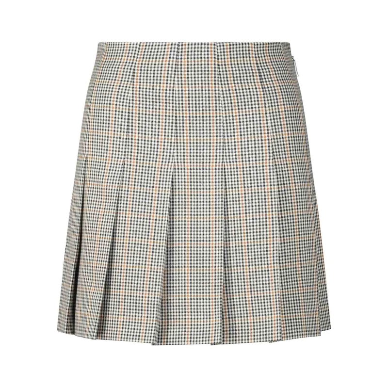 MSGM Midirock Karierter Faltenrock Braun