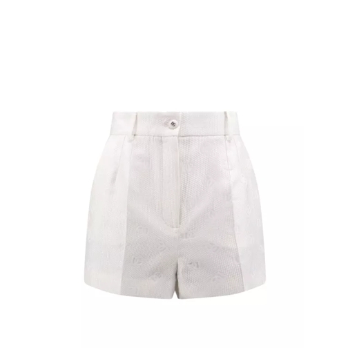 Dolce&Gabbana Cotton Blend Shorts With All-Over Logo White Kurze Hosen