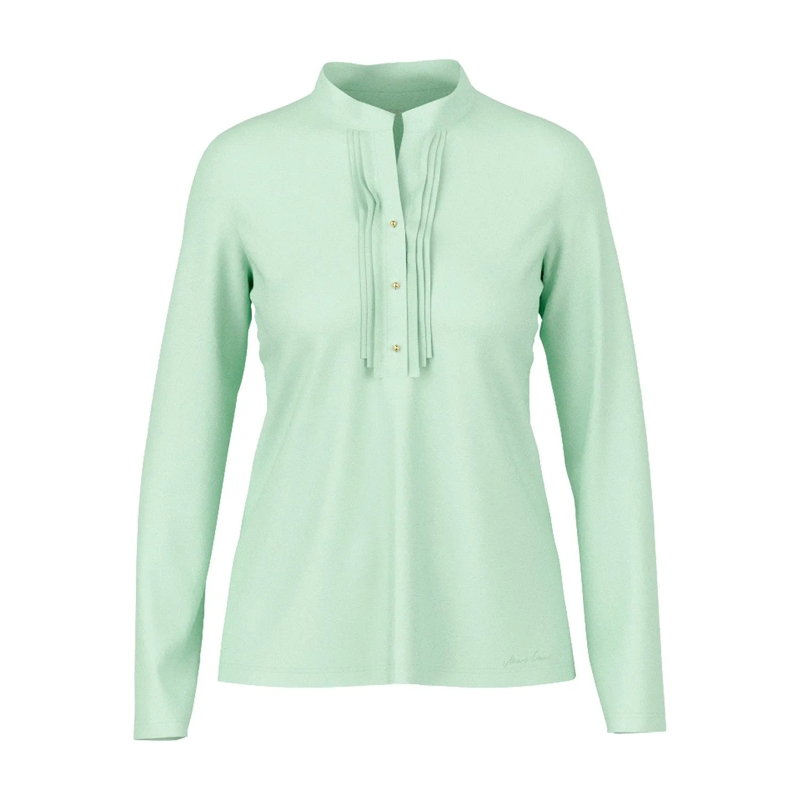 Marc Cain T-shirt Langarmshirt mit Seidendetails grün