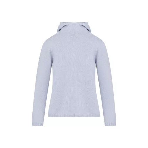 Max Mara Paprica Light Blue Virgin Wool Knit Hoodie Blue 