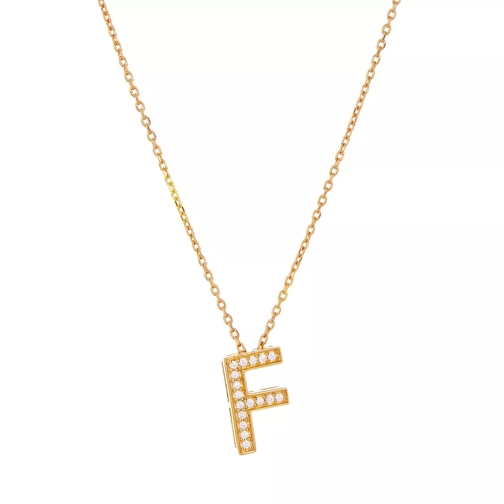 BELORO Necklace Letter F Zirconia Gold-Plated Mittellange Halskette