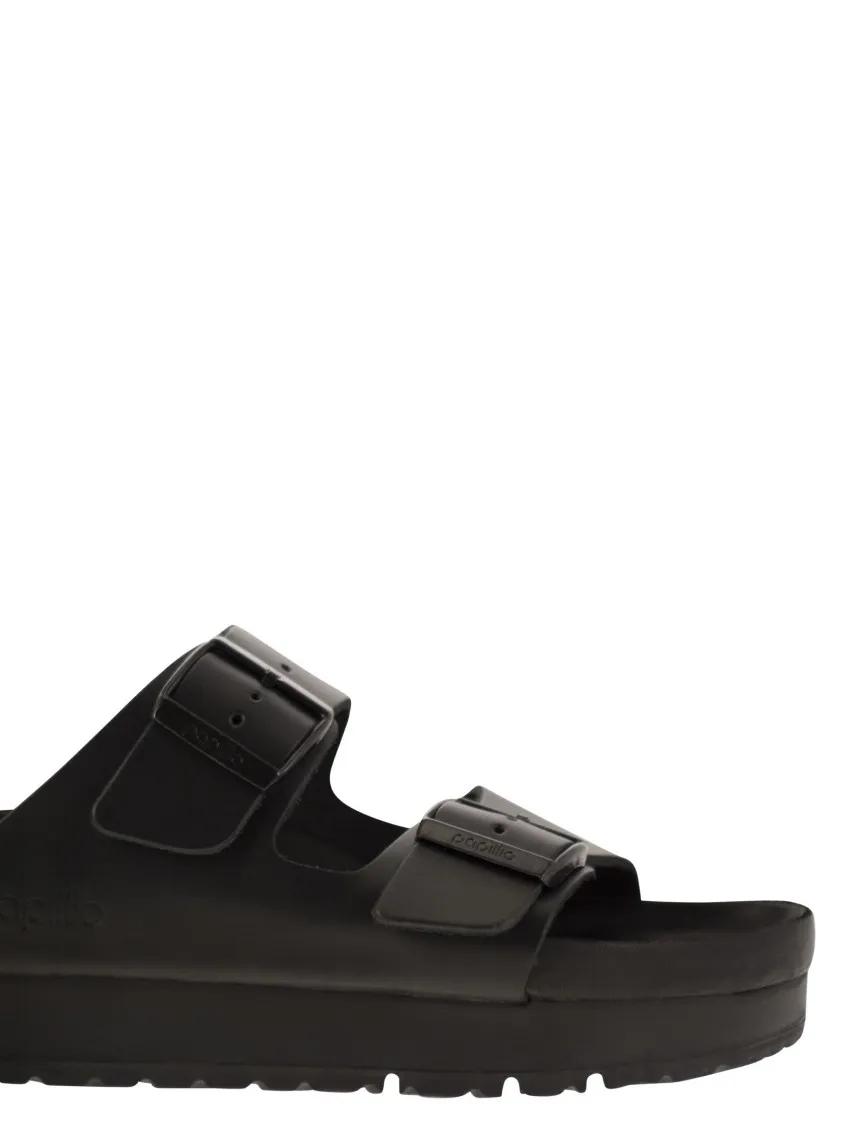 Thumbnail - Birkenstock Sandalen - Arizona Platform - Slipper With Leather Buckles - Gr. 40 (EU) - in Schwarz - für Damen