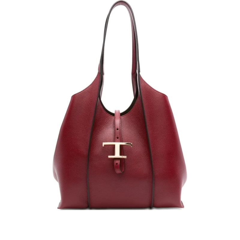 Tod's Fourre-tout Deep Red Calfskin Shopper Bag Burgundy