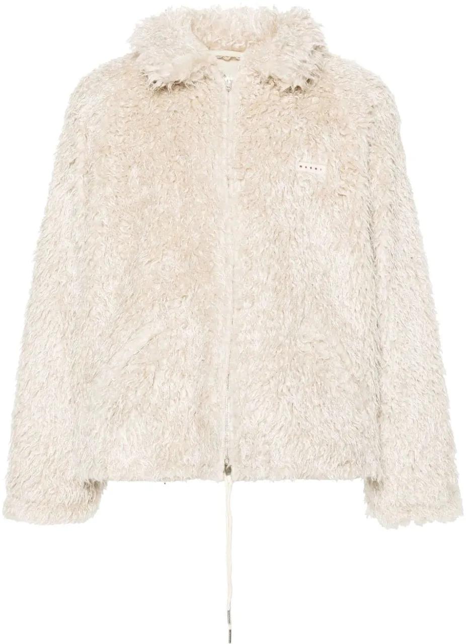 Thumbnail - Marni - Faux Shearling Hooded Jacket – Cream - Größe 50 - beige