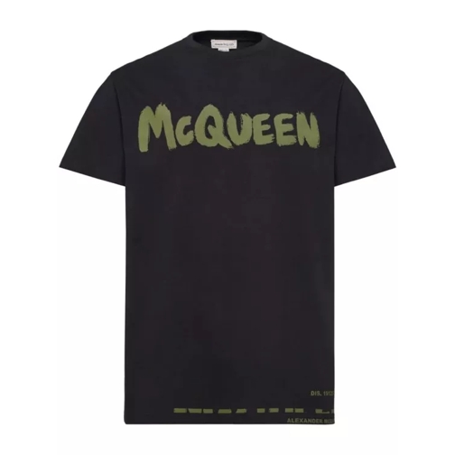 Alexander McQueen Black/Khaki Graffiti T-Shirt Black 