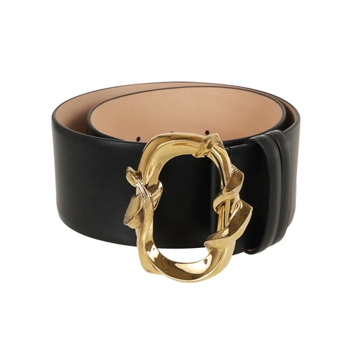 Alexander McQueen Ceinture Engraved Snake Calfskin Belt Black