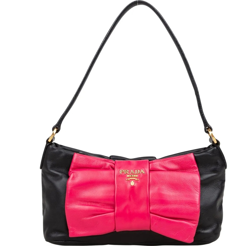 Prada Tote Prada Leather Pink Ribbon Mini Handbag schwarz