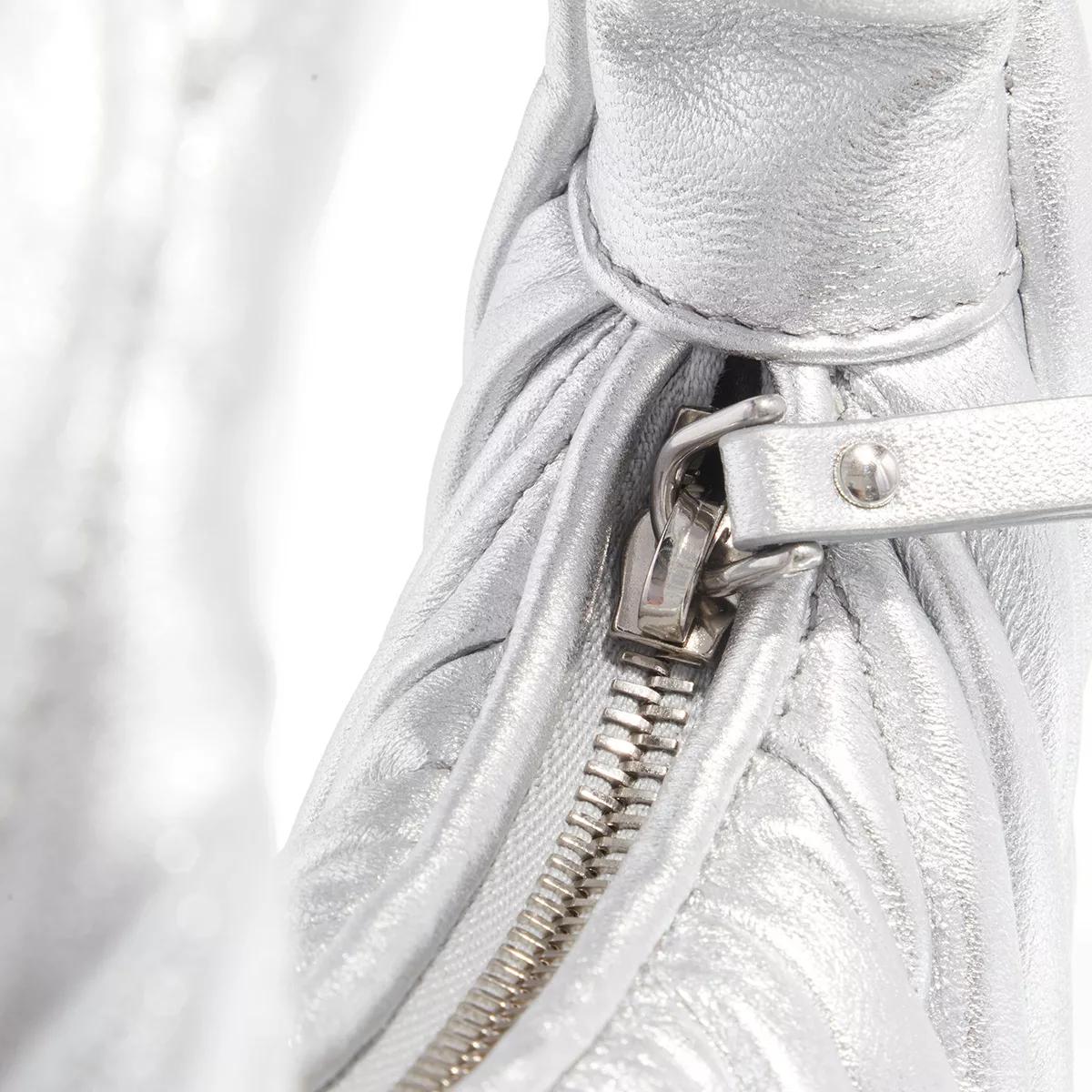 Miu Hobo bags Wander Mateless Nappa Leather Mini Hobo Bag in zilver