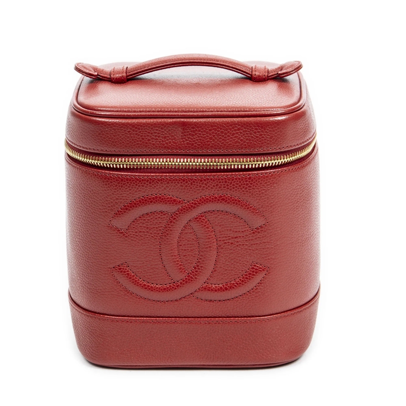 Chanel Crossbody Bag CC Tall Vanity Case rot