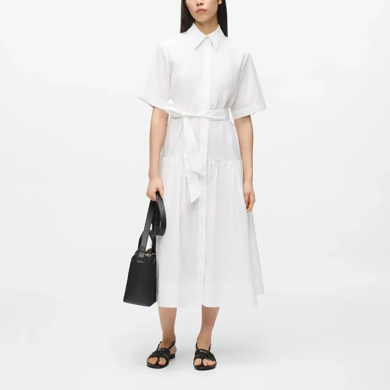 Karl Lagerfeld Kleid Midi-Hemdkleid Kleid weiss