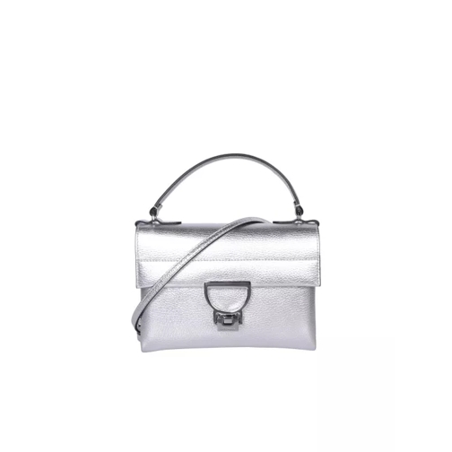 Coccinelle Metallic Silver Leather Bag Silver Cartable