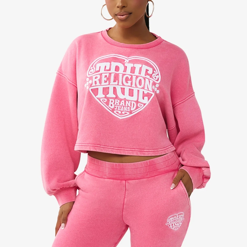 True Religion  Sweatshirt Cropped fuschsia(Image 6)