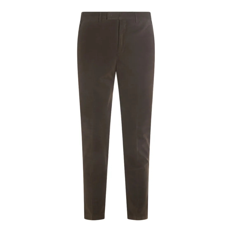 Pt Torino Chino Tailored Brown Trousers With Minimal Detailing Black