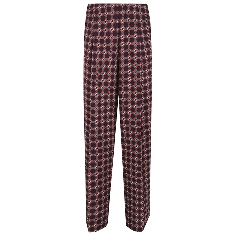 Dries Van Noten  Geometric Patterned High-Waist Trousers In Deep Au Purple