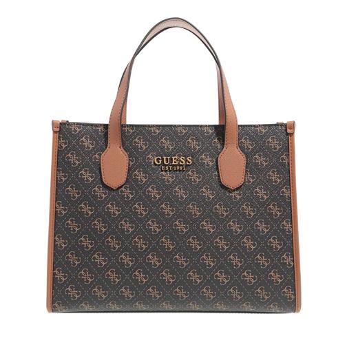 Guess Silvana Compartment Tote Brown Logo/Cognac Fourre-tout