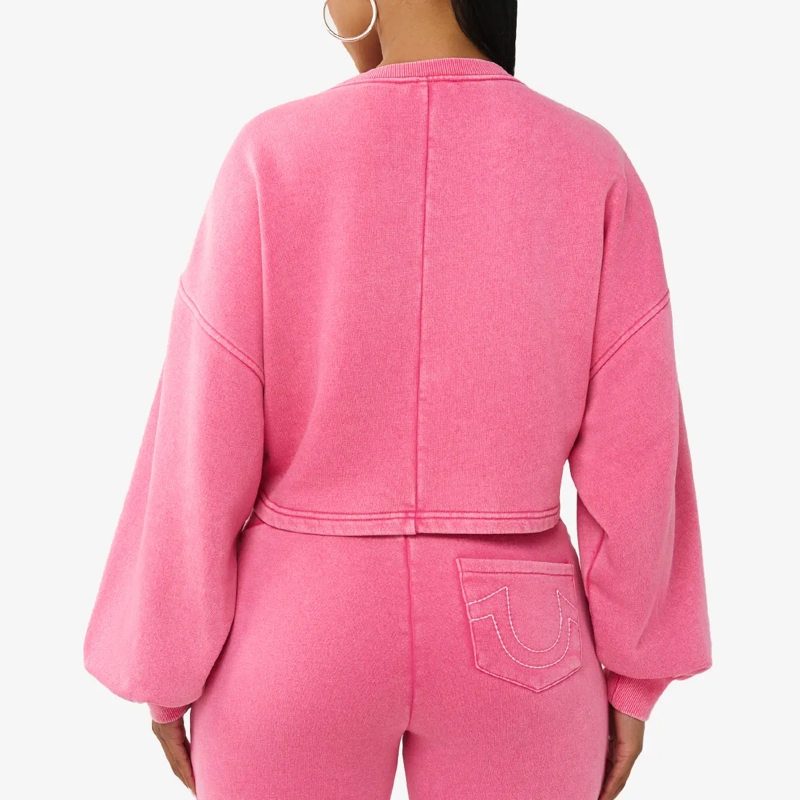 True Religion  Sweatshirt Cropped fuschsia(Image 4)