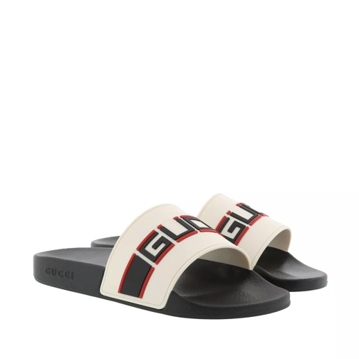 Gucci Stripe Rubber Slide Sandal Ecru Slipper