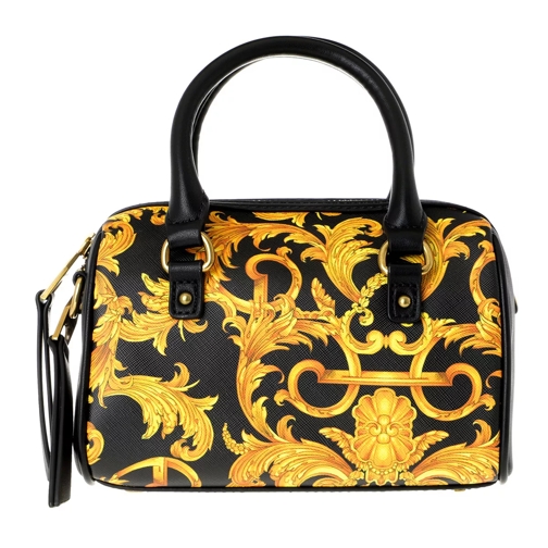 Versace Jeans Couture Baroque Bowling Crossbody Bag Small Black Gold Trunk
