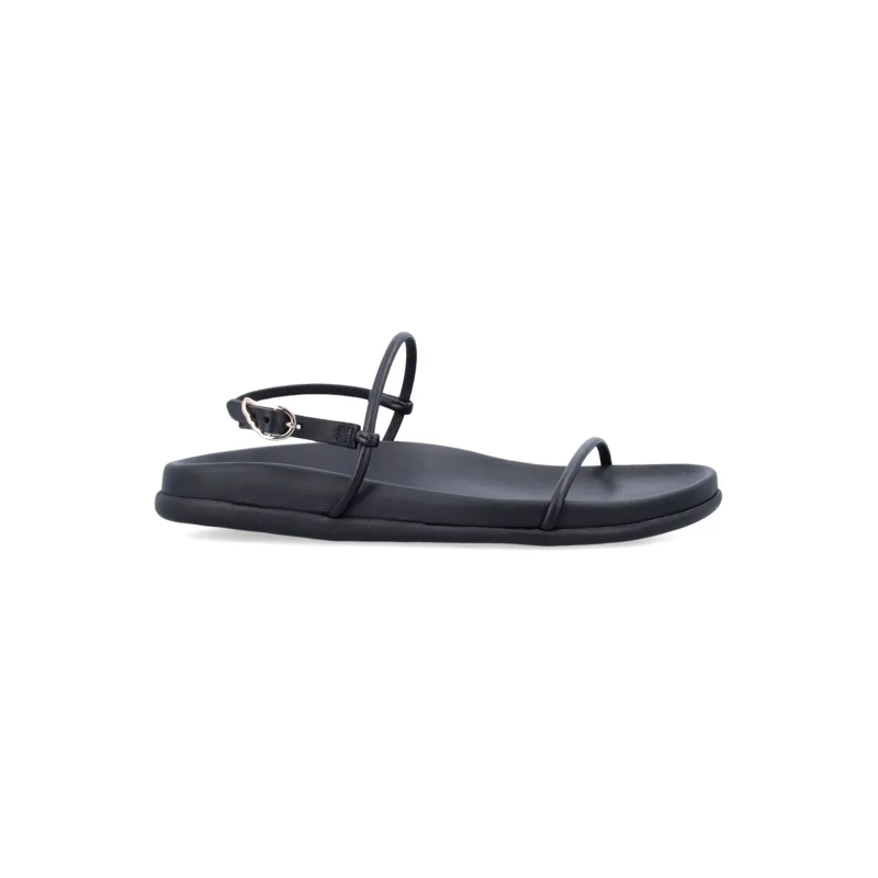 Ancient Greek Sandals Sandales Black Symistra Footbed Sandals Black