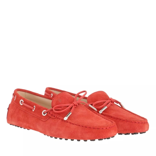 Tod's Heaven Loafer With Eyelets And Lace Bow Flame Scarlet Driver mockasiner