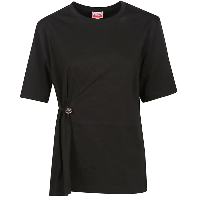 Kenzo T-Shirt Gots Drap Detail Loose T-shirt Black schwarz