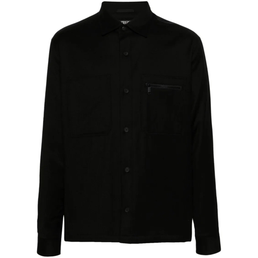 Zegna Chemises Black Wool Shirt Black