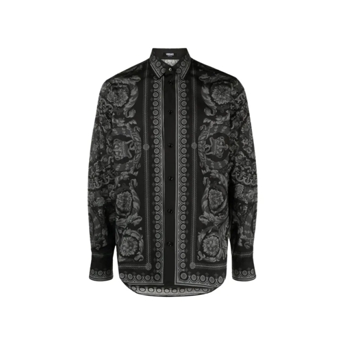 Versace Hemden Barocco Print Long-Sleeved Shirt Black