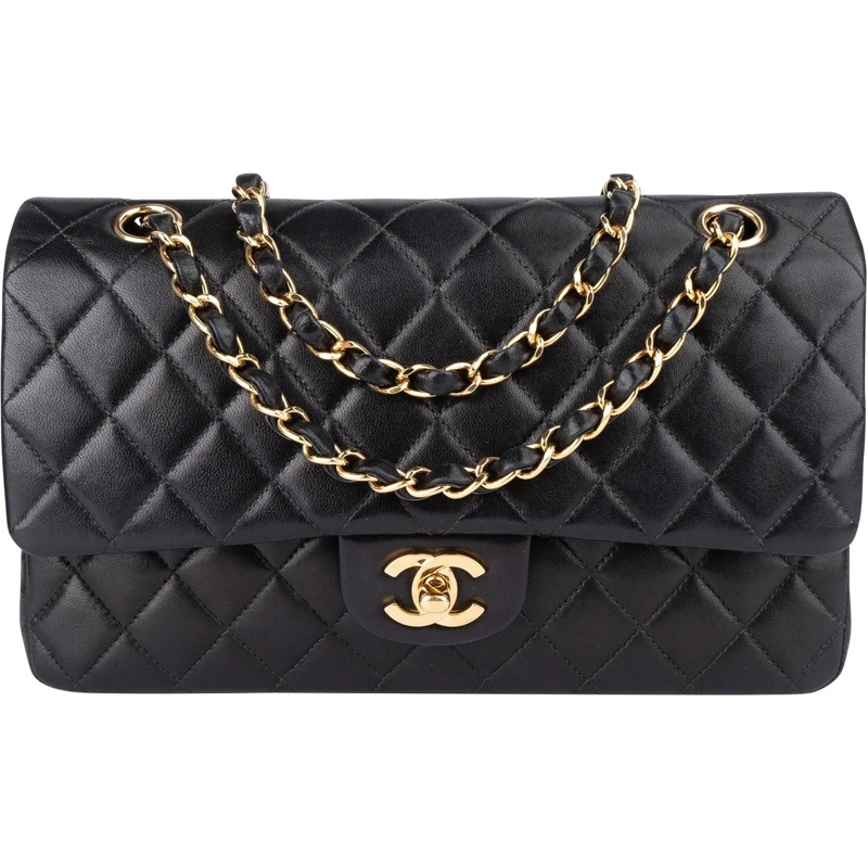 Chanel Tote Chanel Quilted Lambskin 24K Gold Double Flap Cross schwarz