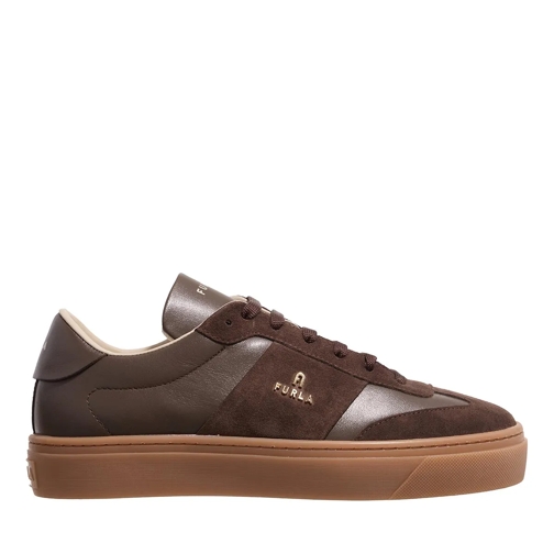 Furla Low-Top Sneaker Vitello Soft+Crosta Sporty Mogano