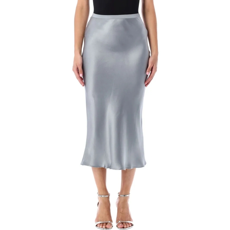 Anine Bing Midirok Silk Satin Midi Skirt Blue