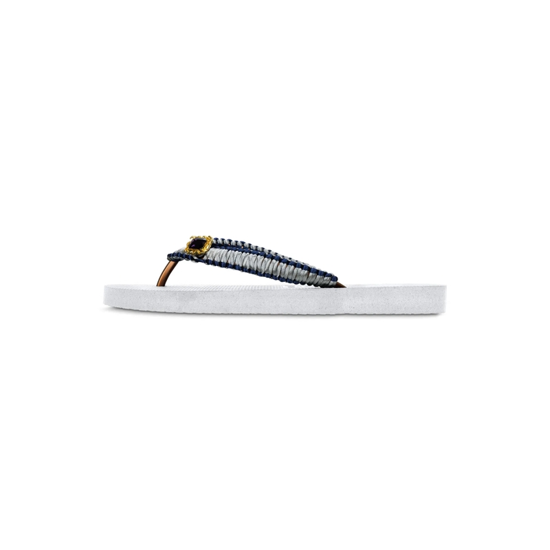 UZURII Flip Flops Zehentrenner Silver Macrame Switch weiss