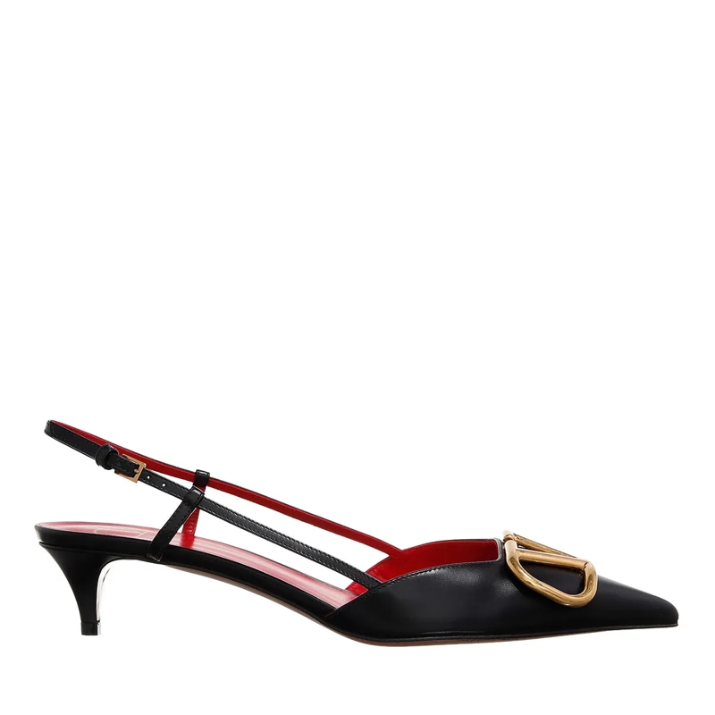 Valentino Garavani Pumps Slingback Antique Brass Logo Nero