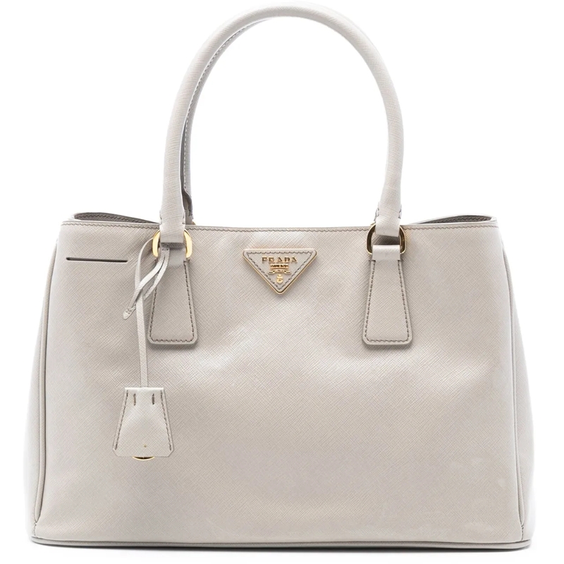 Prada Schultertasche Medium Saffiano Lux Galleria Satchel grau