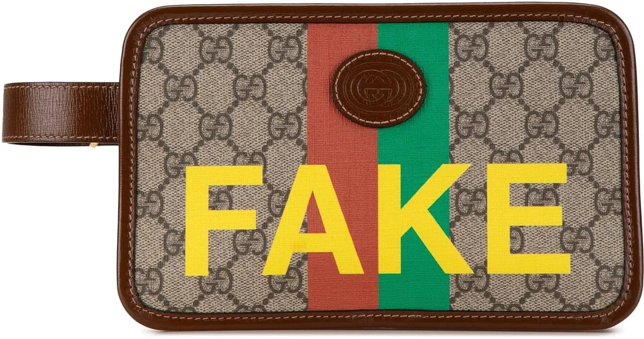 Gucci Clutches GG Supreme Fake Not Cosmetic Pouch in bruin