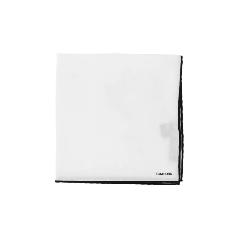 Tom Ford Écharpe légère Contrast Trim Pocket Square – White White