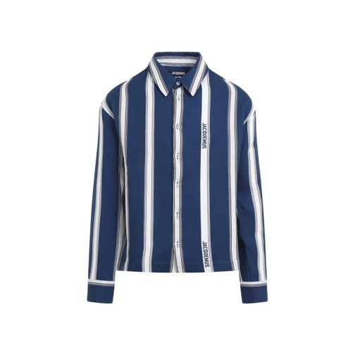 Jacquemus Blue Jacquard Logo Stripes Cotton La Chemise Papie Blue Shirts