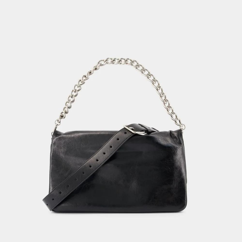 Balenciaga Shoppers Bb Soft Flap L Shoulder Bag Leather Black in zwart