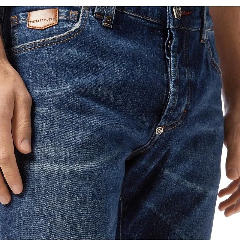 Philipp Plein Jeans mit geradem Bein Das Basismodell der 5-Pocket-Jeans zeichnet sich d dunkel-blau(Image 5)