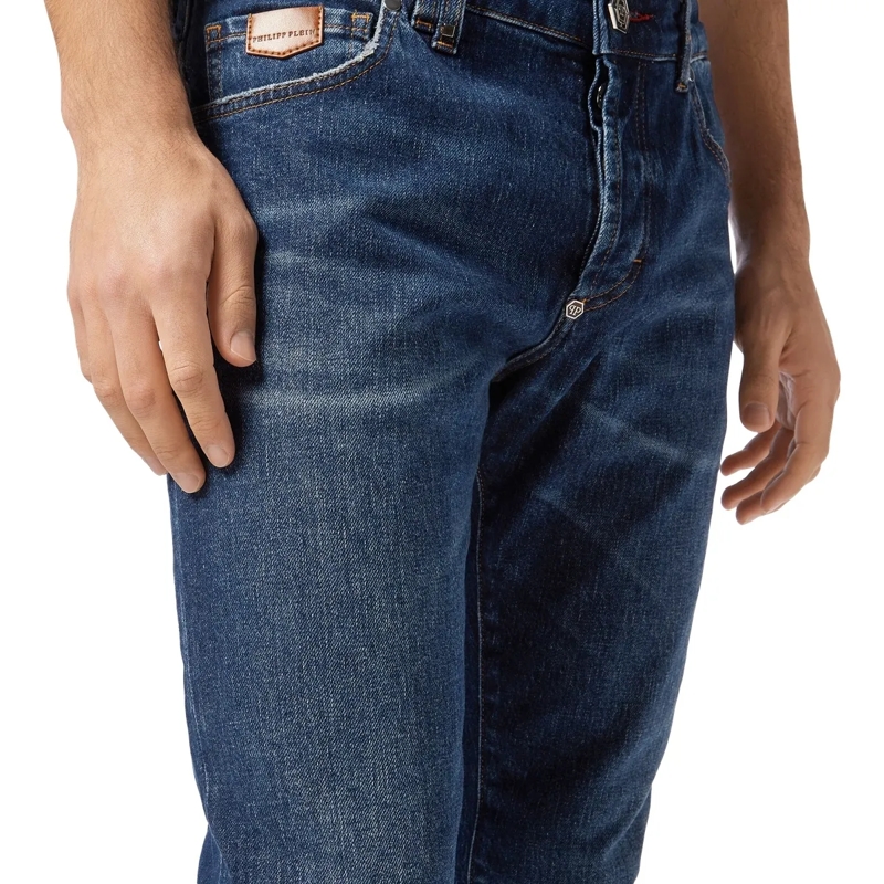 Philipp Plein Jeans mit geradem Bein Das Basismodell der 5-Pocket-Jeans zeichnet sich d dunkel-blau(Image 5)