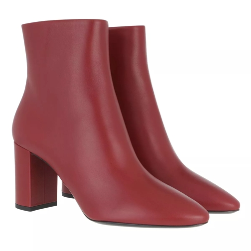 Saint Laurent Lou Pin Zip Bootie Leather Opyum Red Stiefelette
