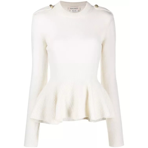 Alexander McQueen White Ribbed-Knit Sweater White 